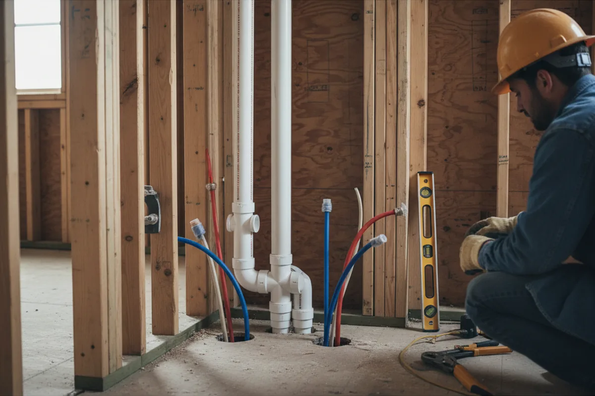 Drain and supply rough-in during Sump Pump Repair in Gustine