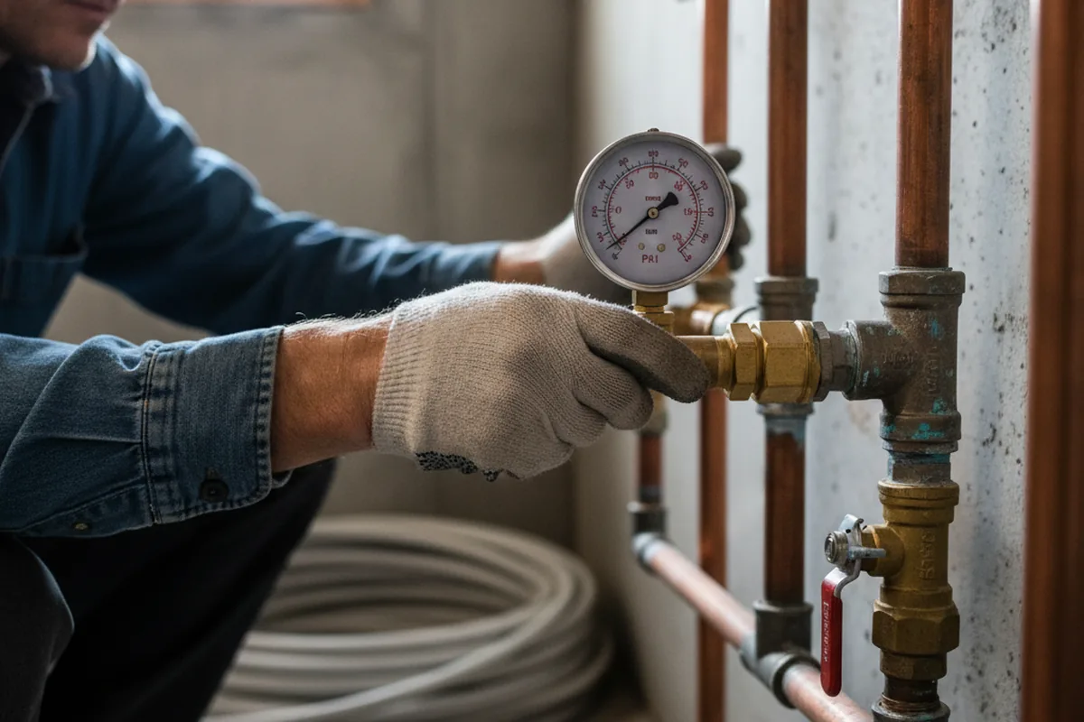 Pressure testing a repaired line during Water Line Repair in Gustine